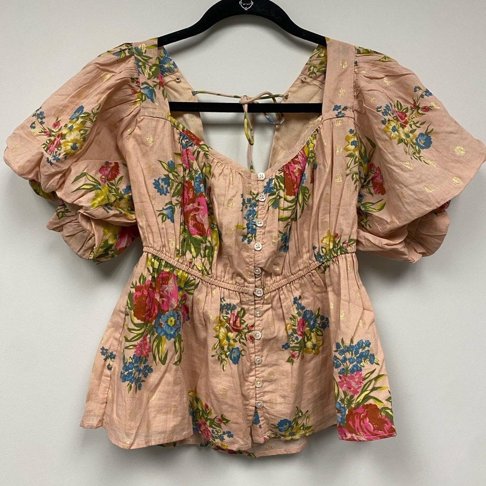 Anthropologie Women’s Size Small Love The Label Rosette Babydoll Top - Picture 3 of 11